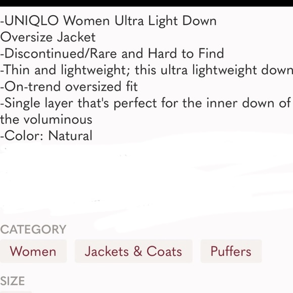 UNIQLO down oversized jacket (Special Edition) - Picture 10 of 11